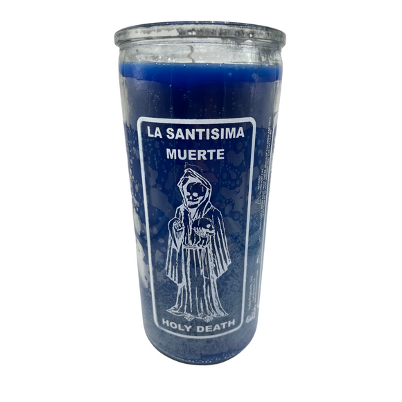 Jumbo 14 Day Blue Holy Death Candle /Veladora Azul de La Santisima Muerte