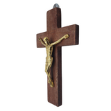 Wooden Cross with Golden Jesus