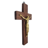 Wooden Cross with Golden Jesus