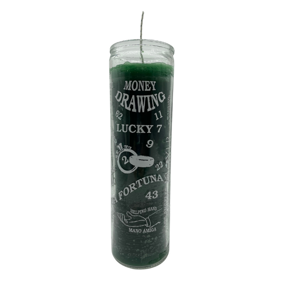 Green Money Drawing Candle / Ven Dinero Veladora Verde