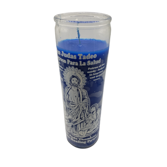 Saint Jude Healing Power Blue Ritual Candle / San Judas Para La Salud Veladora Azul