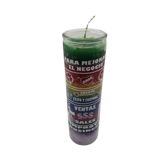 Improve Business 7 Color Ritual Candle / Mejorar Negocio Veladora de 7 Colores