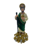 San Judas Golden Coins Statue 8 Inch