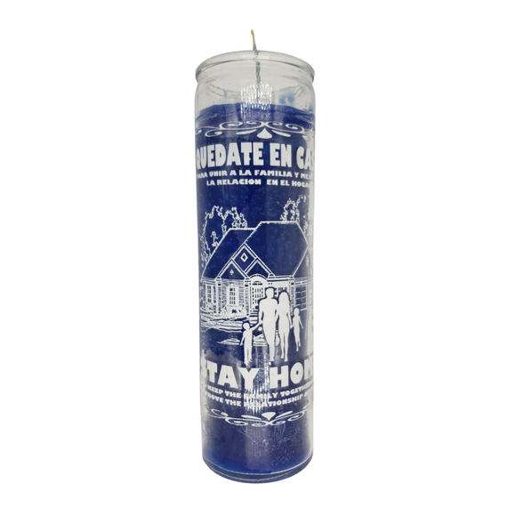 Stay Home Blue Ritual Candle / Quedate En Casa Azul