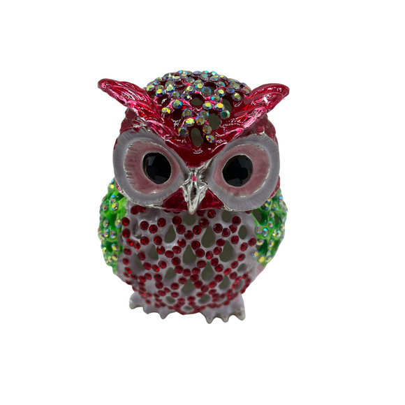 Bejeweled Owl Ornament / Jewelry Box